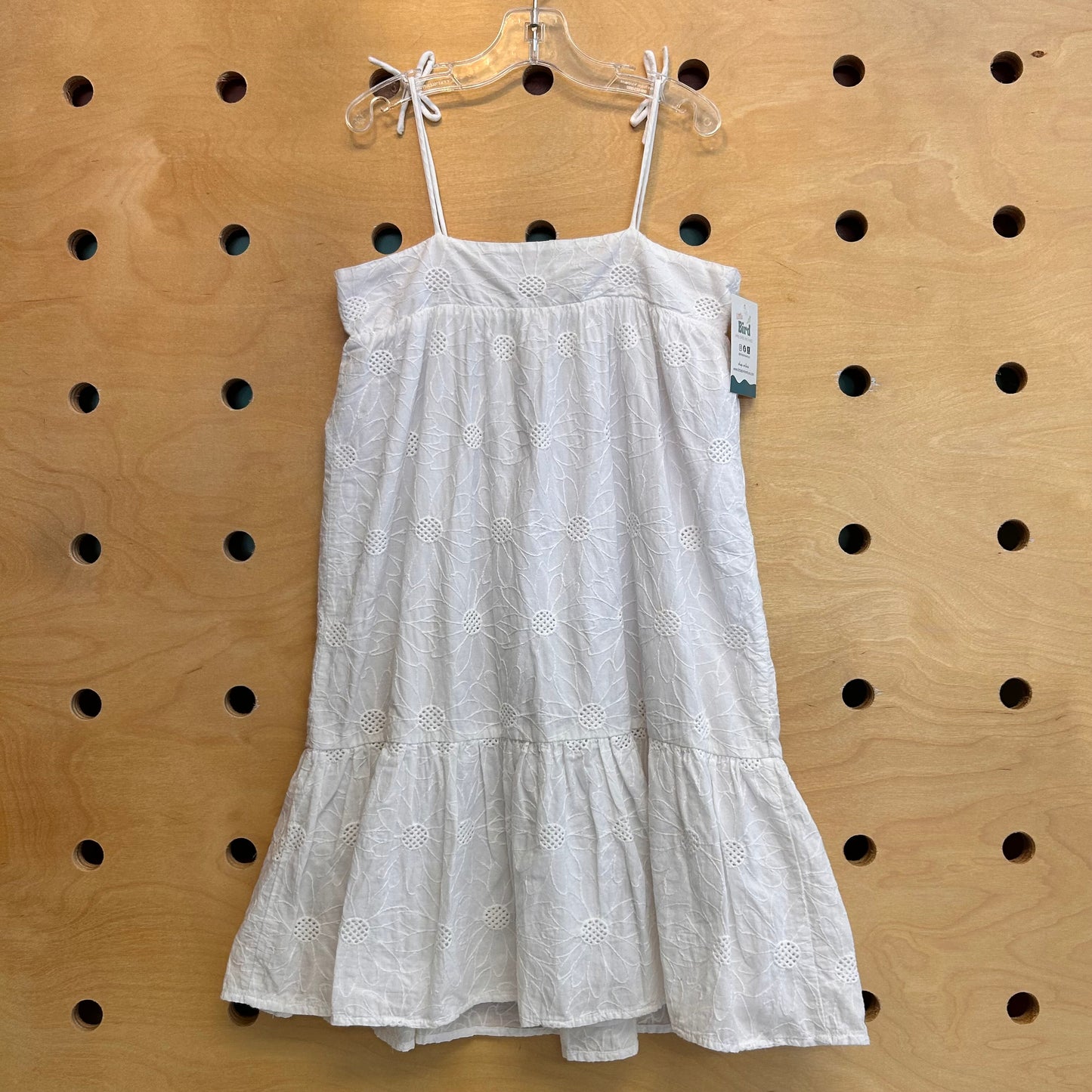 White Embroidered Flower Dress