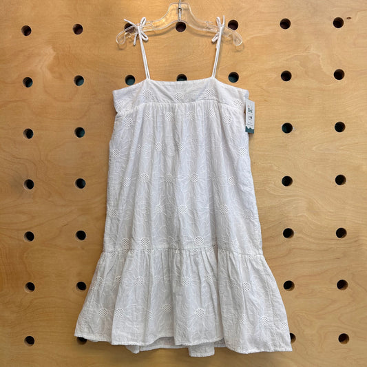 White Embroidered Flower Dress