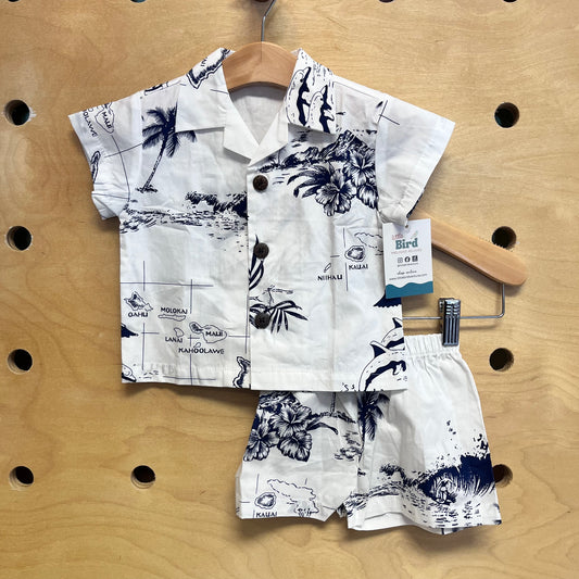 White & Navy Hawaiian Islands Set