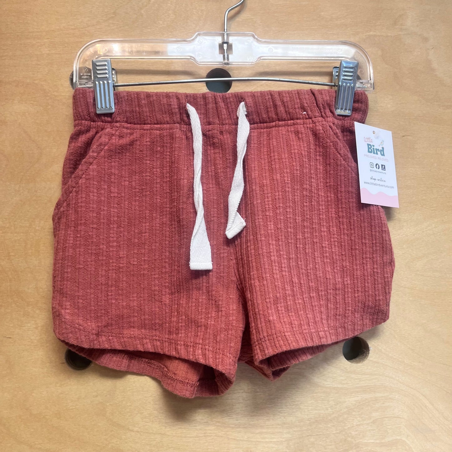 Rust Ribbed Drawstring Shorts