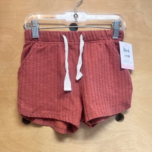 Rust Ribbed Drawstring Shorts