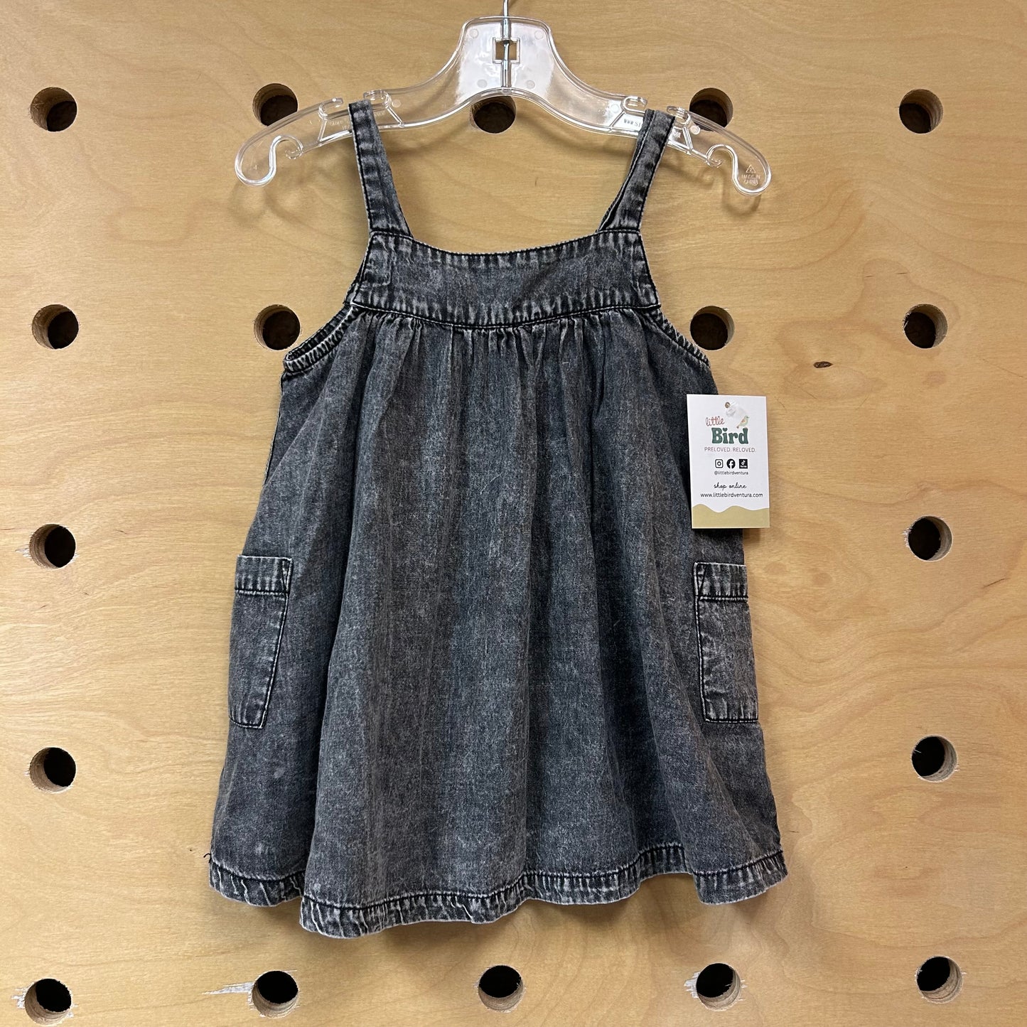 Black Soft Denim Pocket Dress