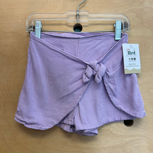 Purple Front Bow Linen Shorts