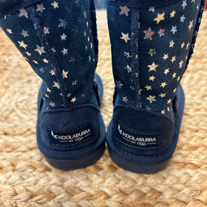 Navy & Silver Stars Fluffy Boots