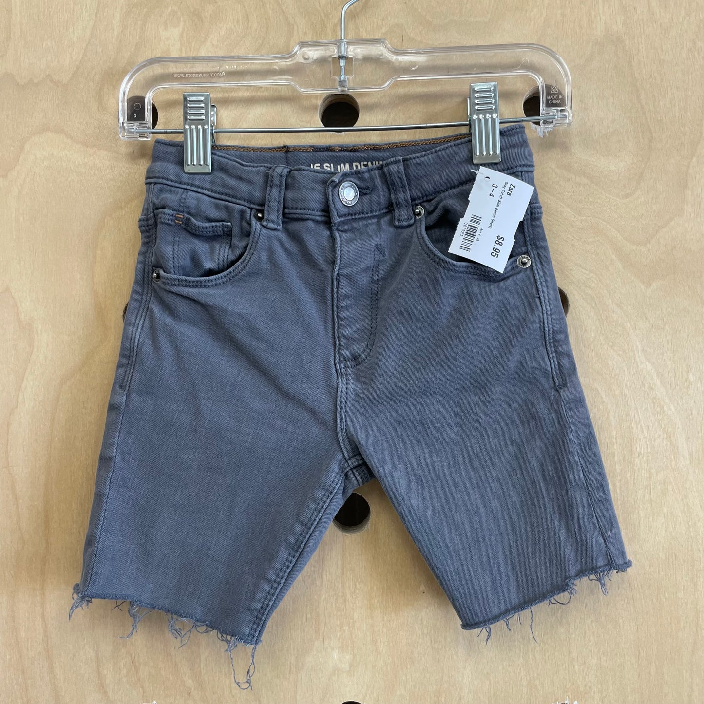 Grey Cutoff Slim Denim Shorts