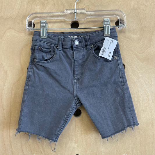 Grey Cutoff Slim Denim Shorts