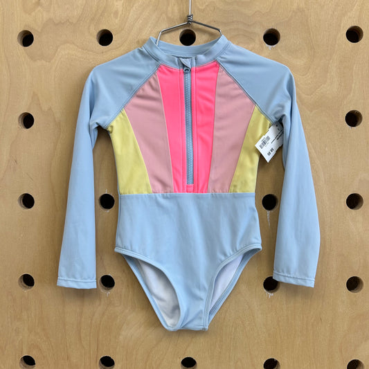 Light Blue Zippered Swimsuit