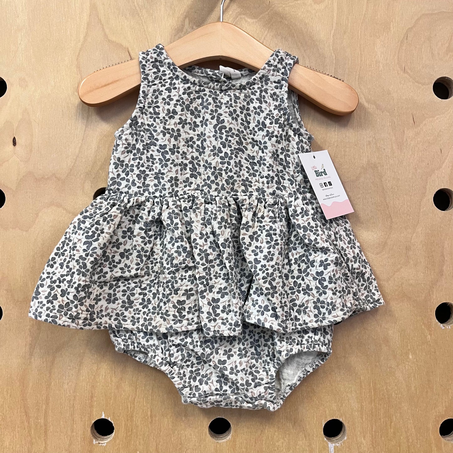 Grey Floral Organic Romper