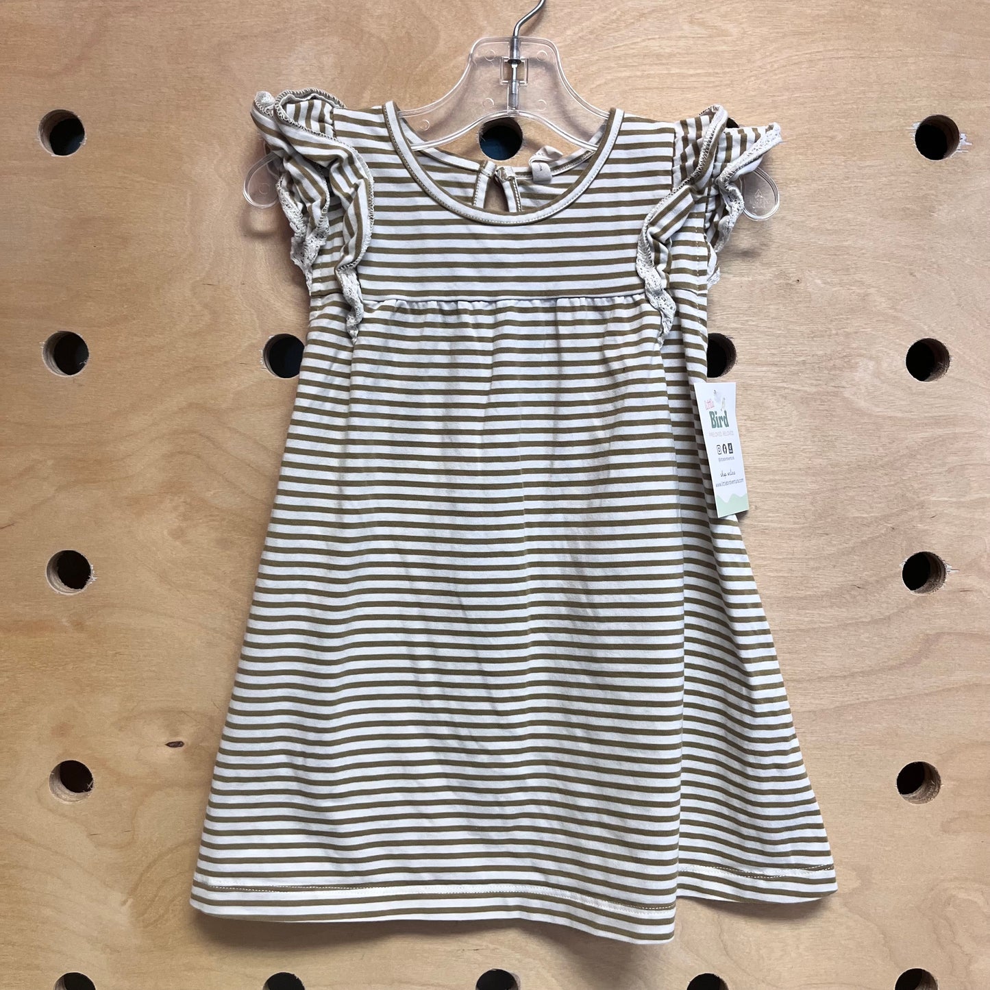 Green/White Striped Dress