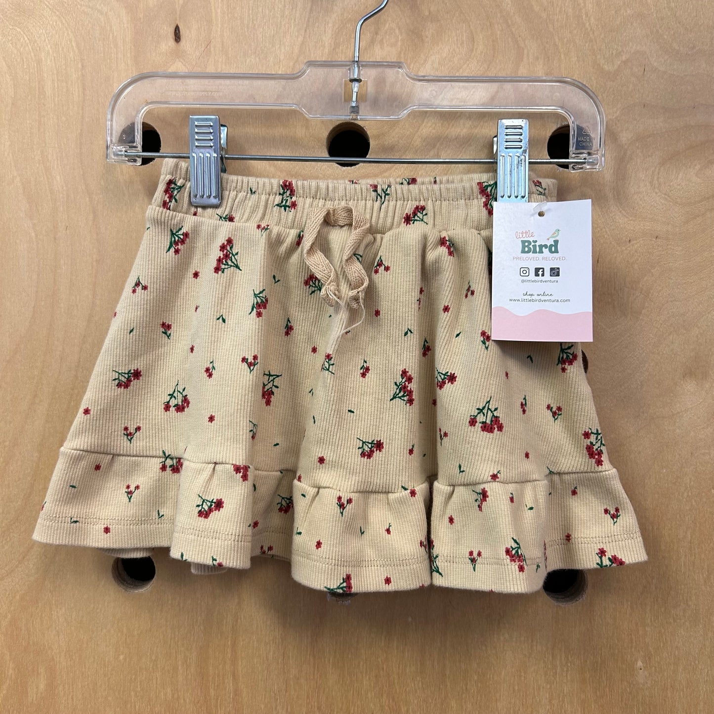 Mustard/Red Flower Skirt