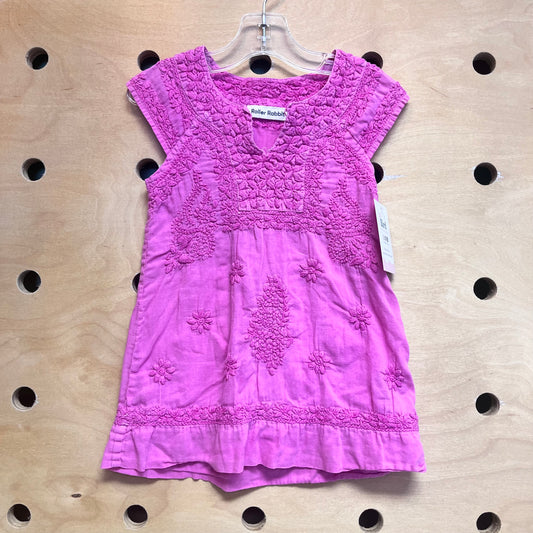 Pink Embroidered Flower Dress