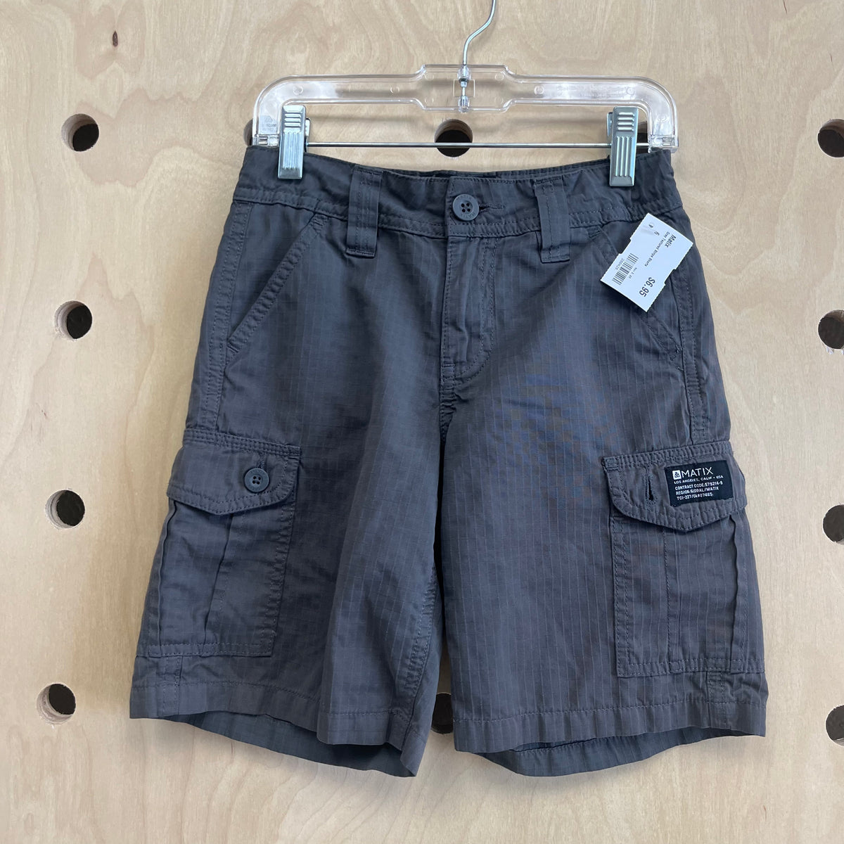 Grey Textured Stripe Shorts