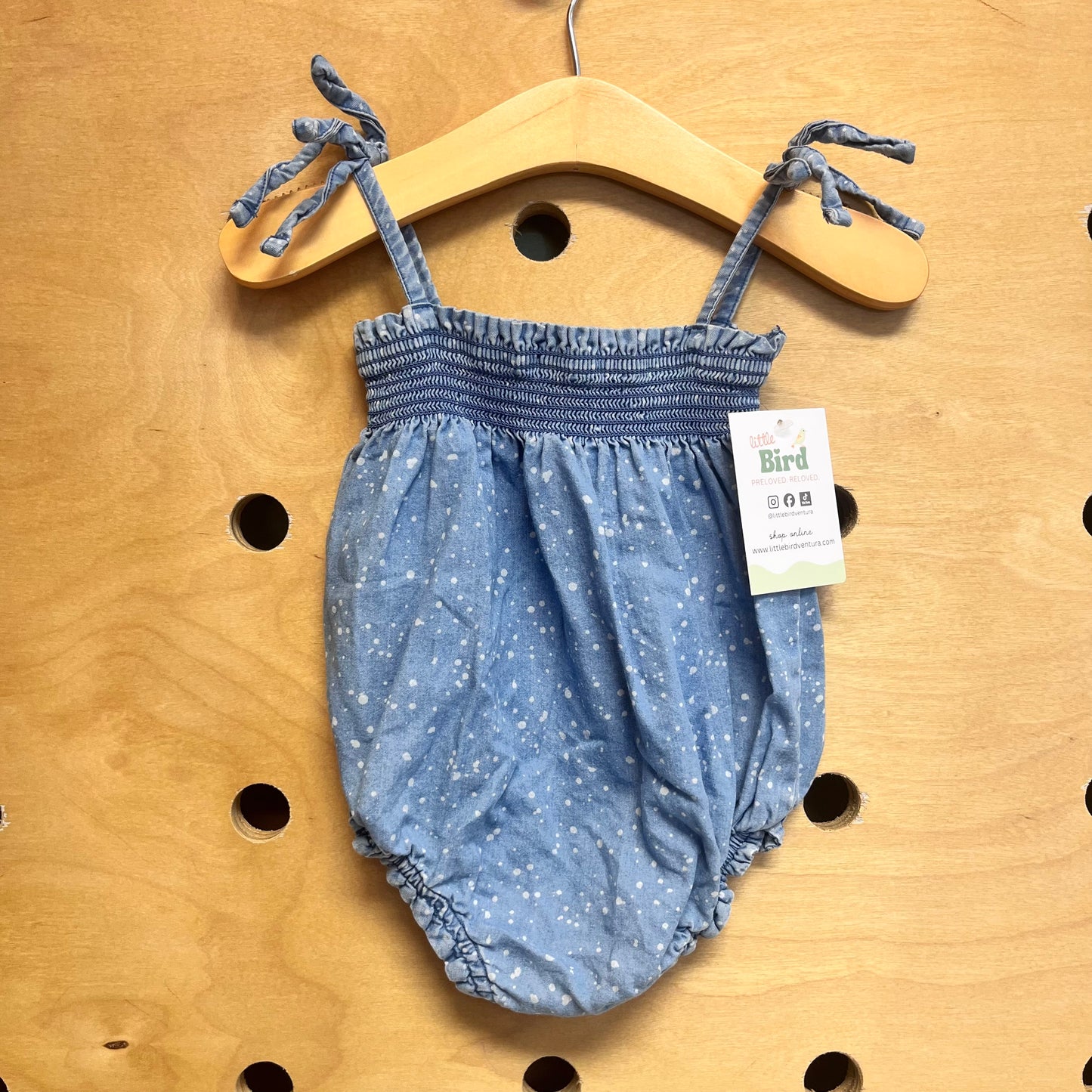 Chambray Spotted Smock Romper