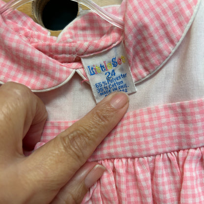 Little Set Pink/White Gingham Swan Dress
