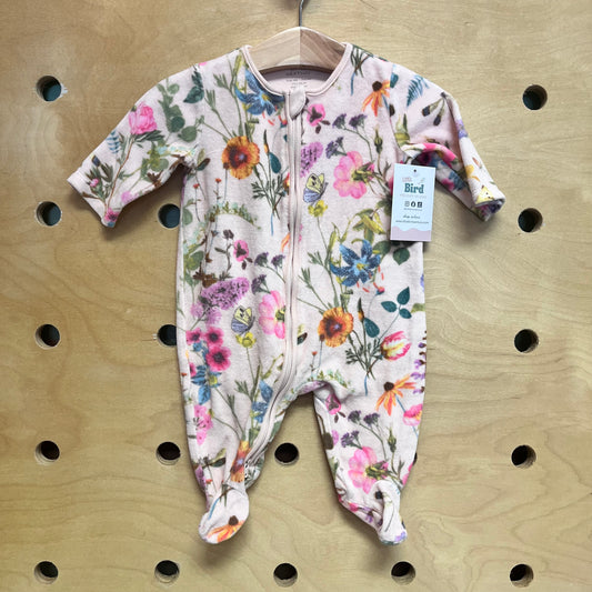 Pink Floral/Butterflies Velour Footies