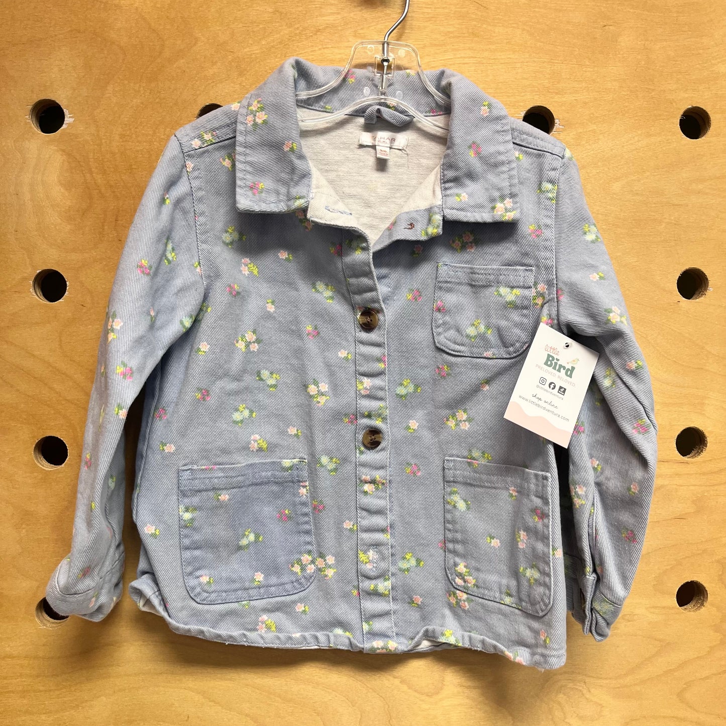 Blue/Pink Floral Button Jacket