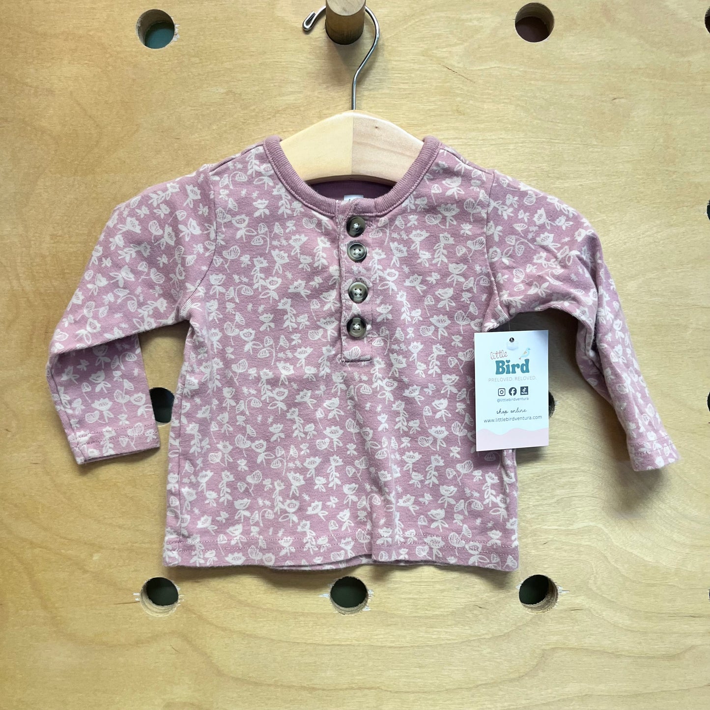Pink/White Floral LS