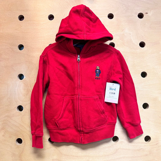 Red Embroidered Bear/Logo Hoodie