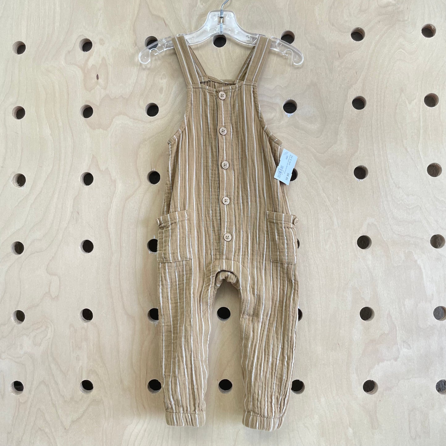 Brown Striped Gauze Button Romper