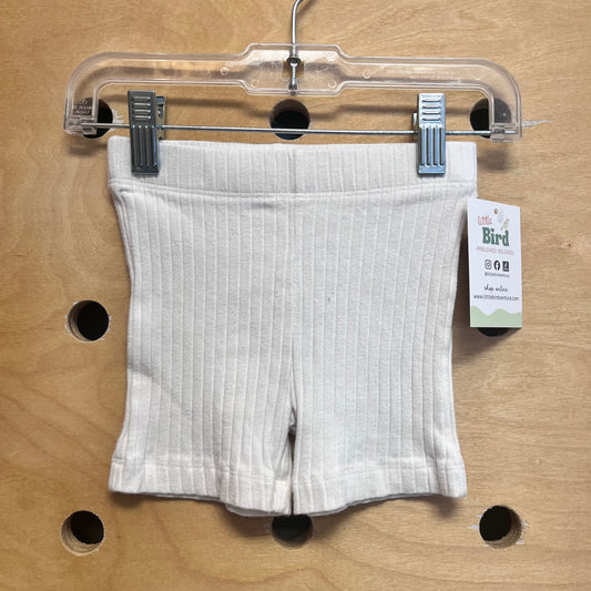 White Ribbed Organic Shorts