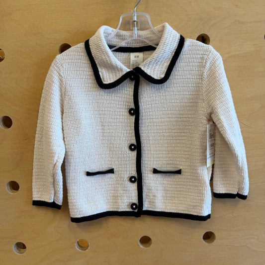 Cream/Black Knit Collared Cardigan