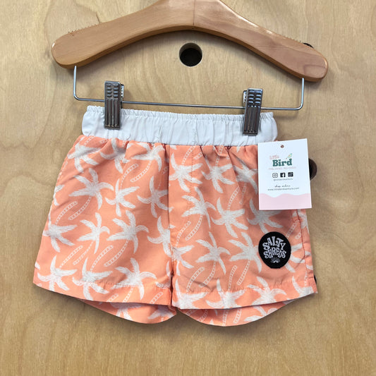 Coral Palm Tree Swim Trunks