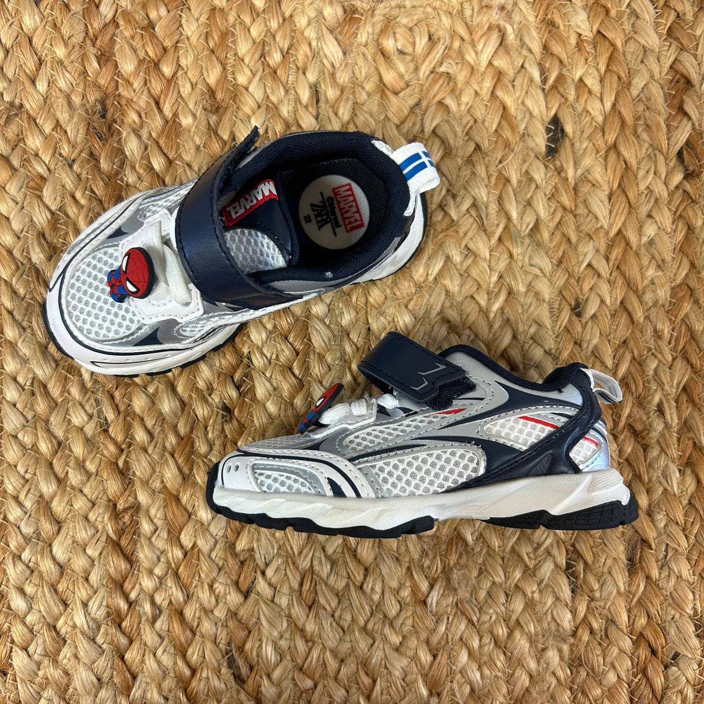White/Silver & Navy Spiderman Sneakers