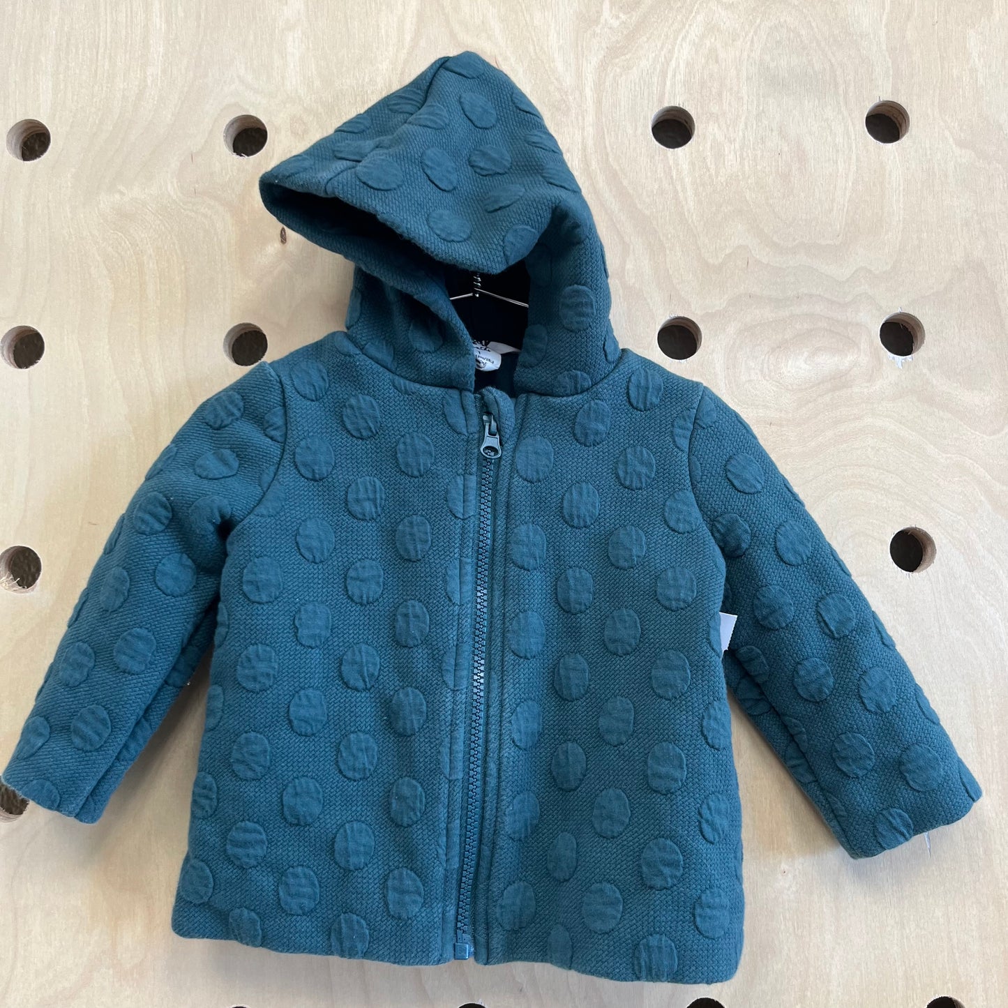 Teal Rasied Dot Zip Hoodie