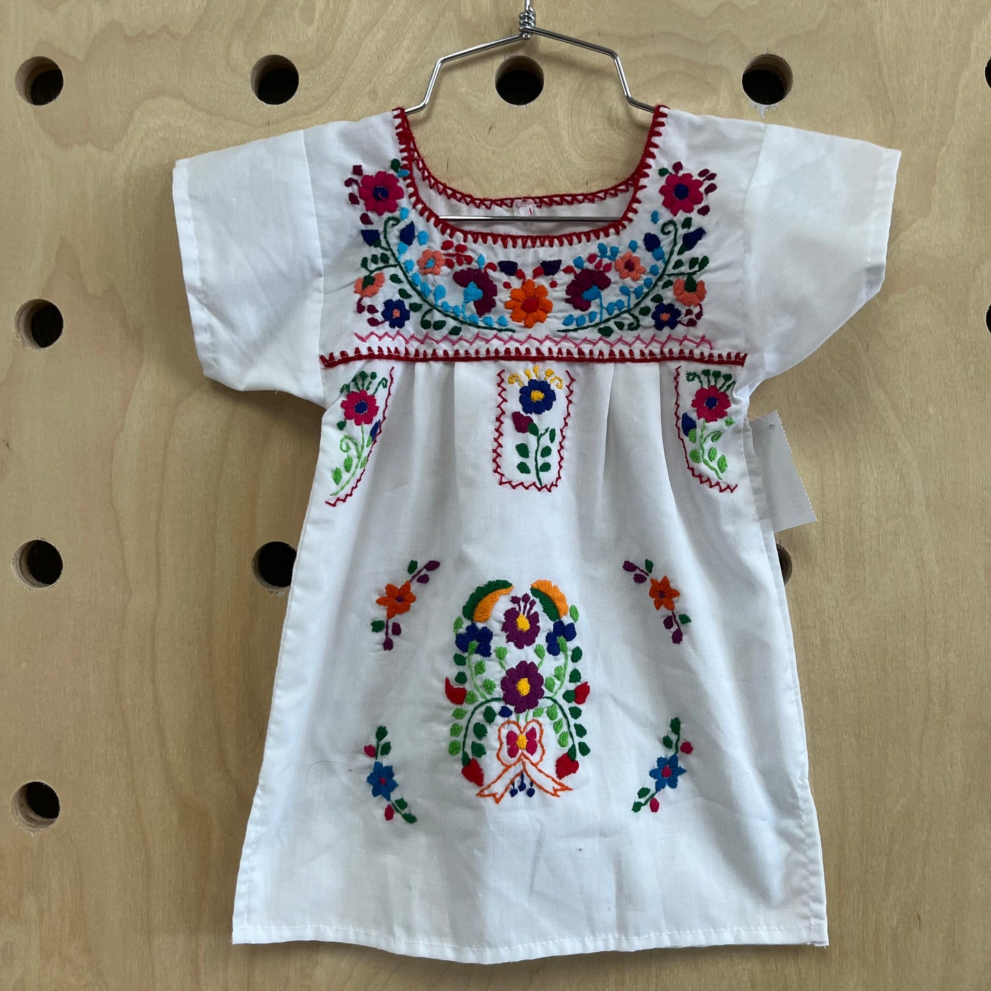 White Embroidered Floral Dress