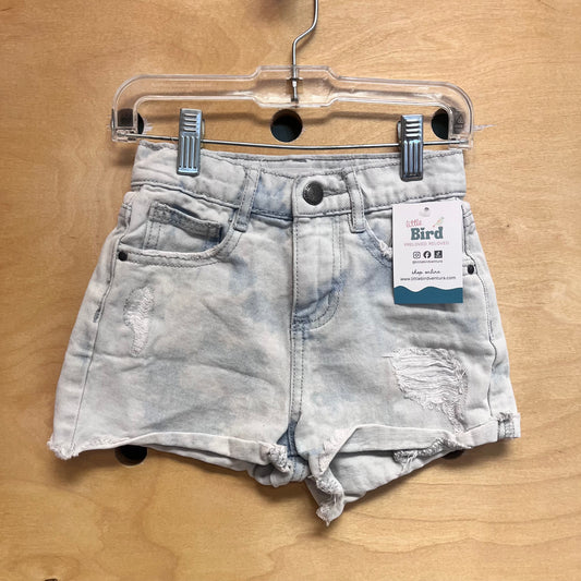 Distressed Bleached Denim Shorts
