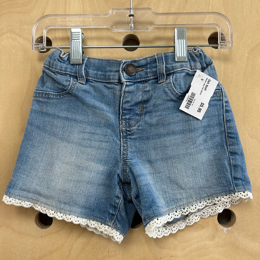 Denim Lace Trim Shorts