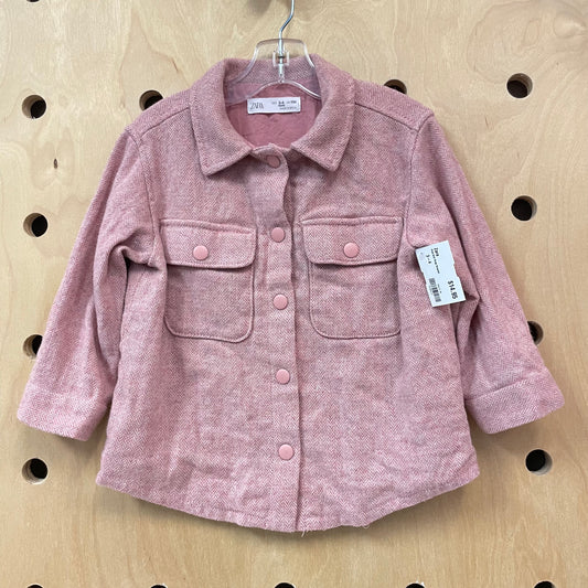 Pink Knit Snap Shacket
