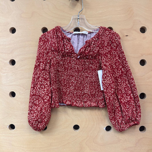 Cranberry & Cream Smocked Top
