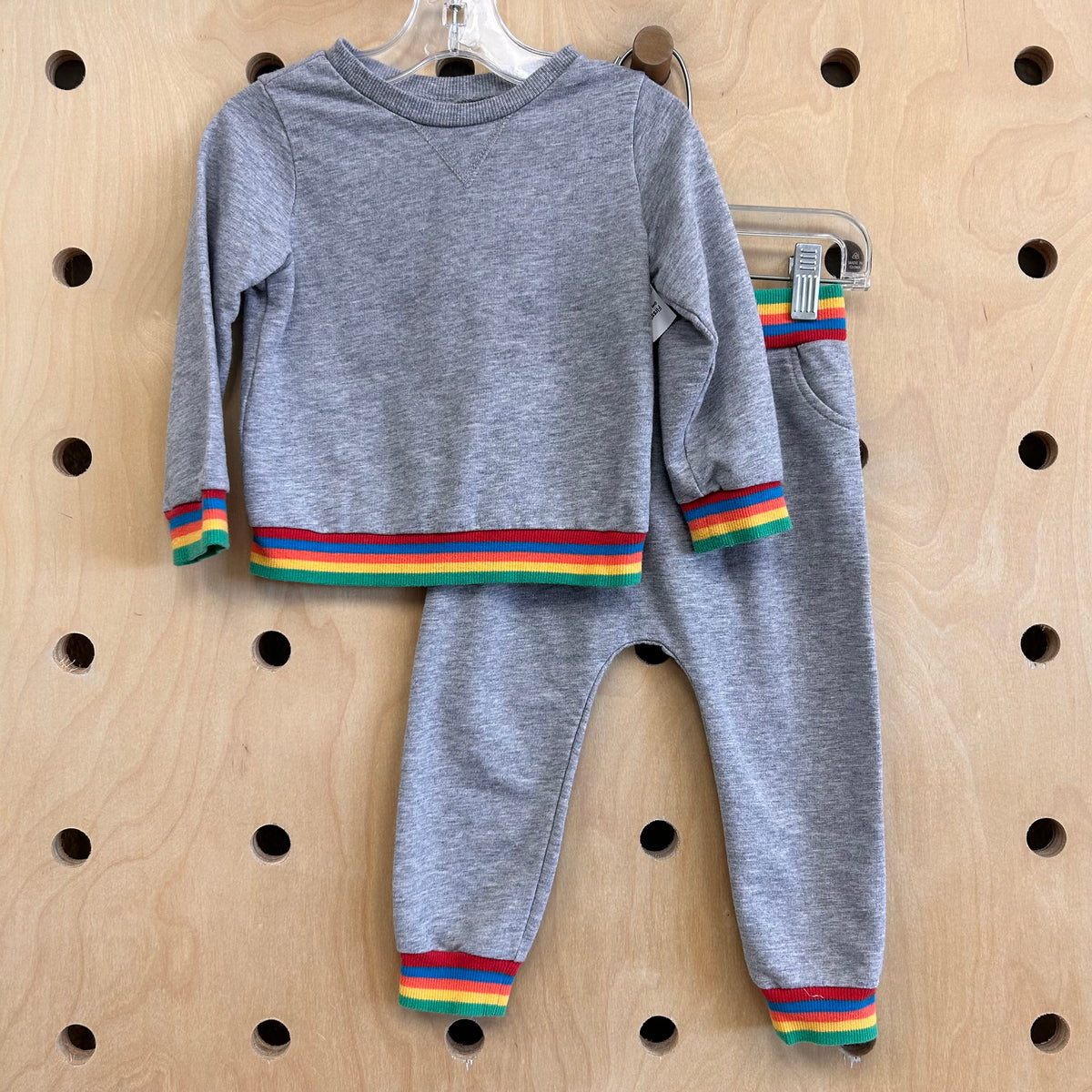 Grey Rainbow Trim Fleece Outfit