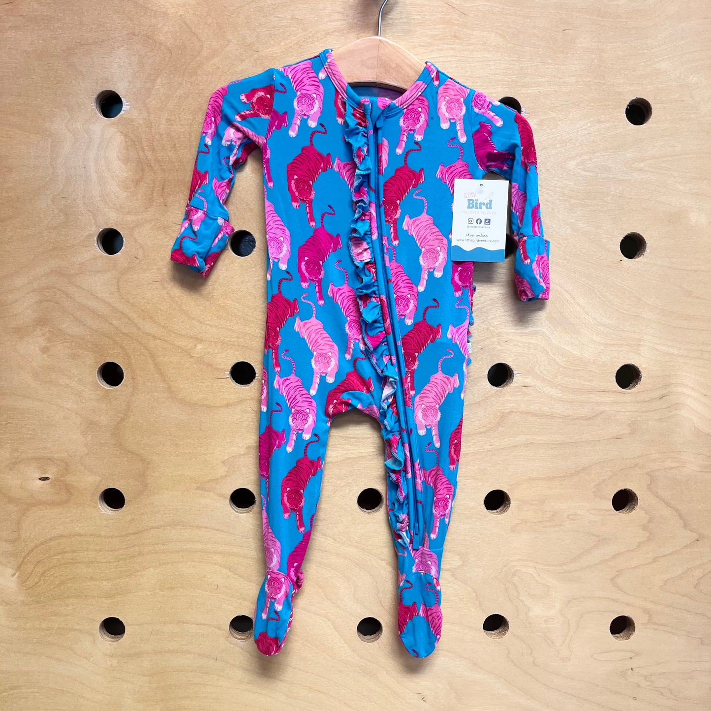 Teal & Pink Tigers Bamboo Footies
