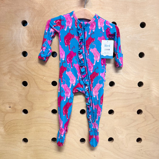 Teal & Pink Tigers Bamboo Footies