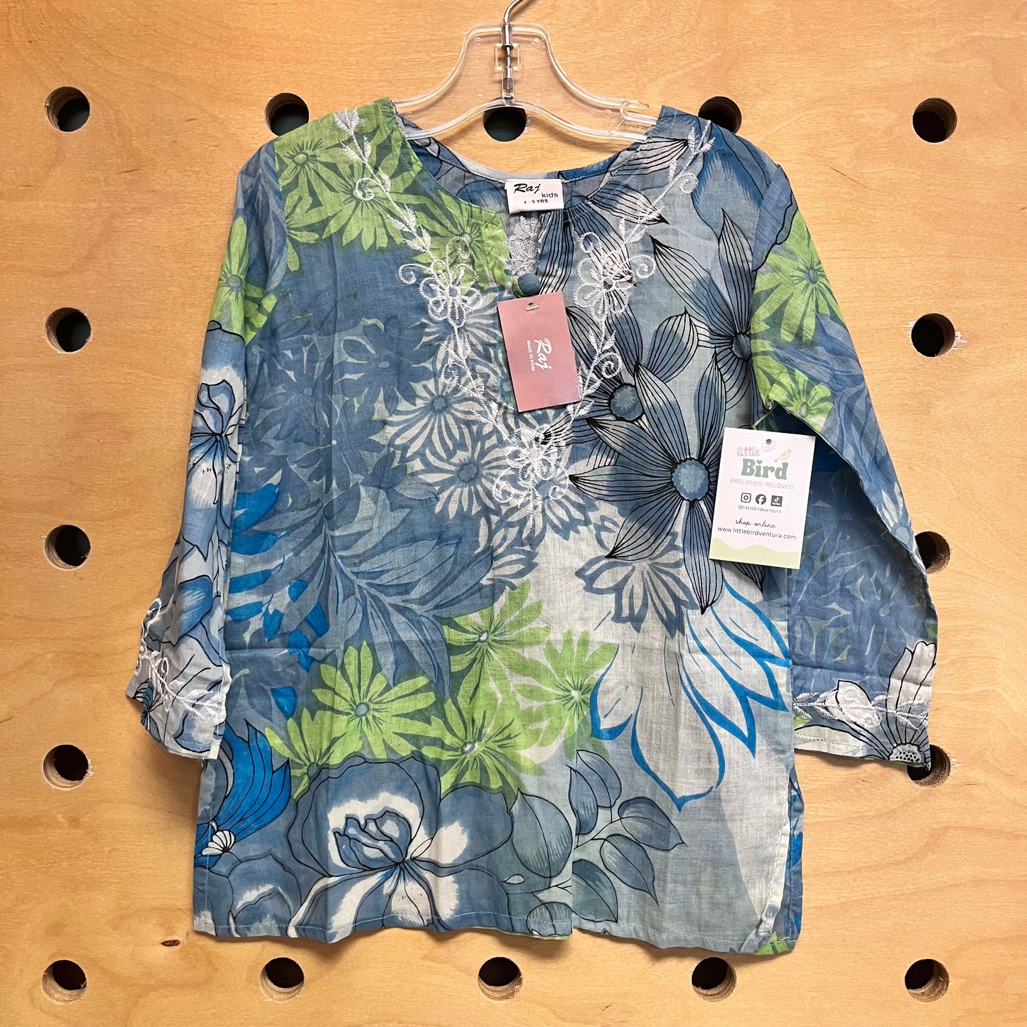 Blue/Green Embroider Floral LS NEW!!