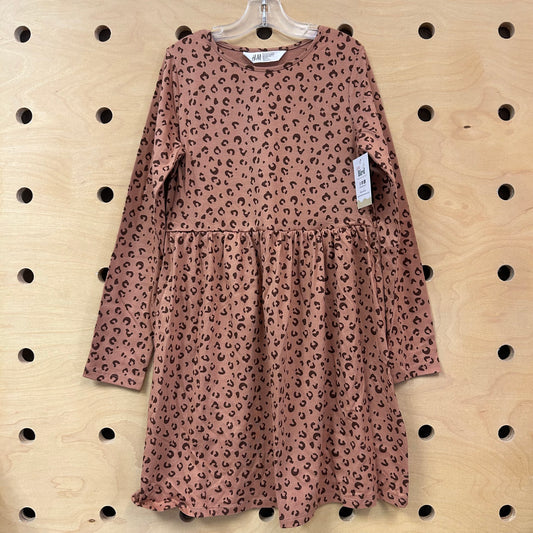Brown Animal Print LS Dress