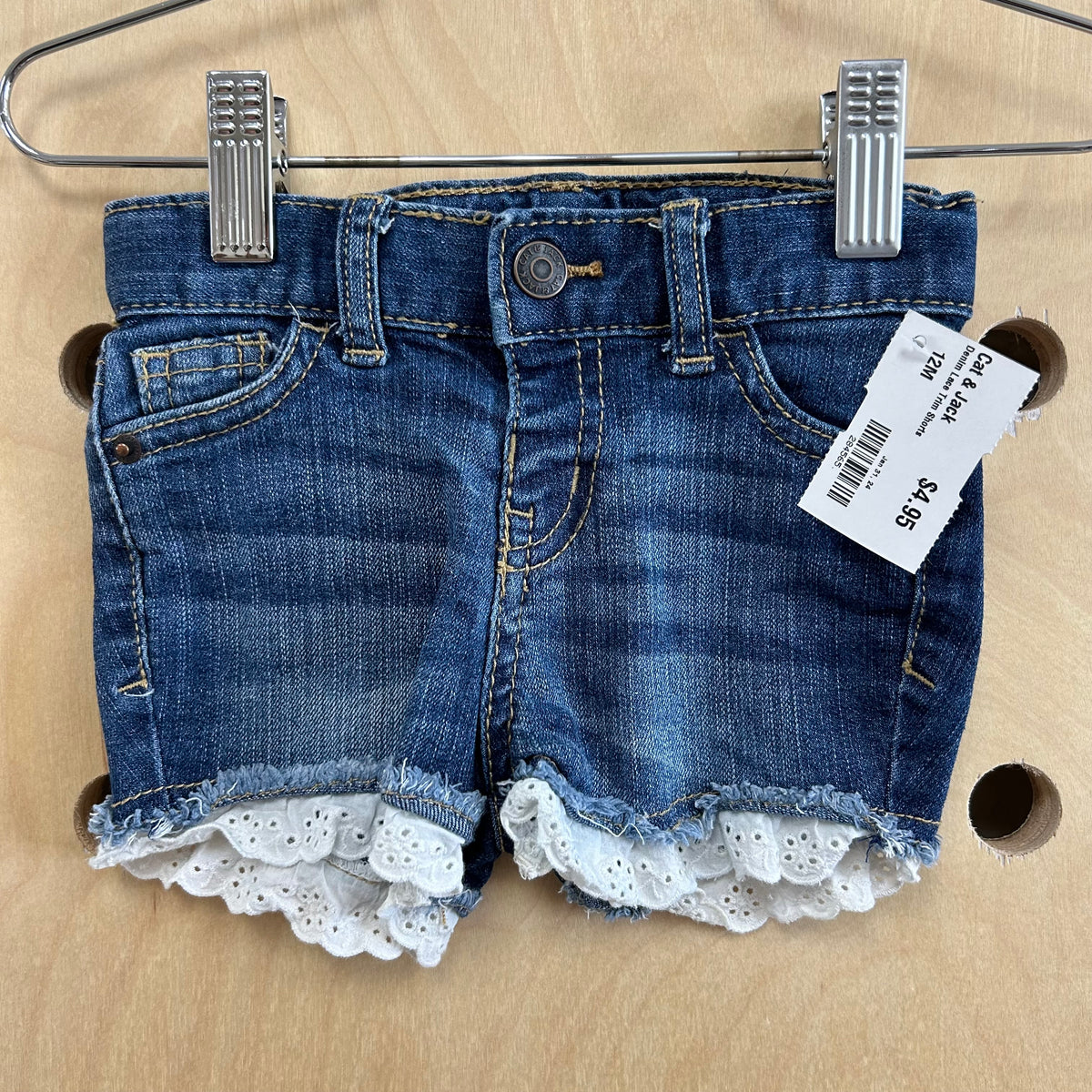 Denim Lace Trim Shorts