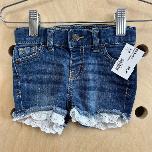 Denim Lace Trim Shorts