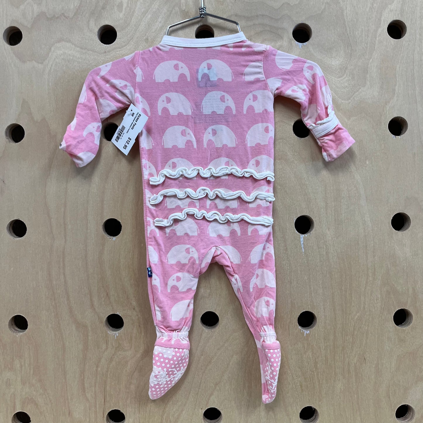 Pink Elephant Bamboo Footies