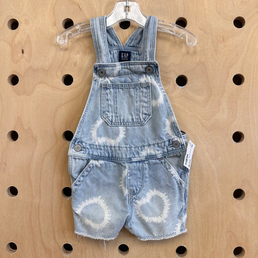 Denim Tie Dye Hearts Shortalls