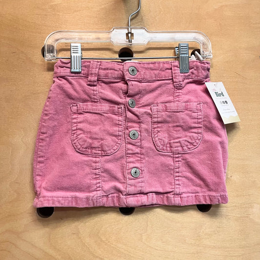 Pink Cord Button Skirt