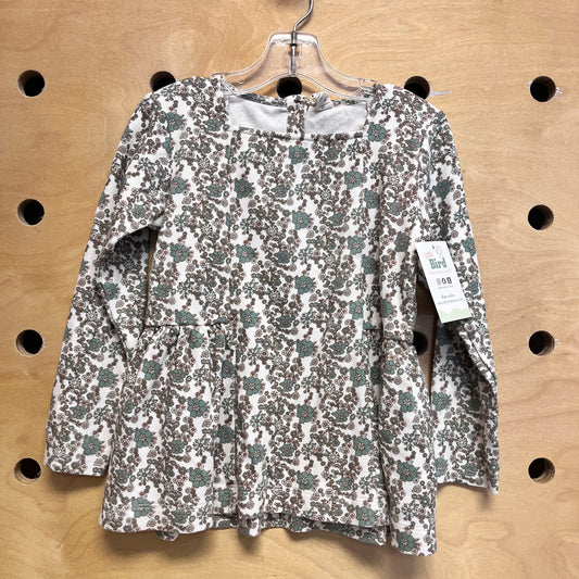 White & Blue Floral Organic Long Sleeve