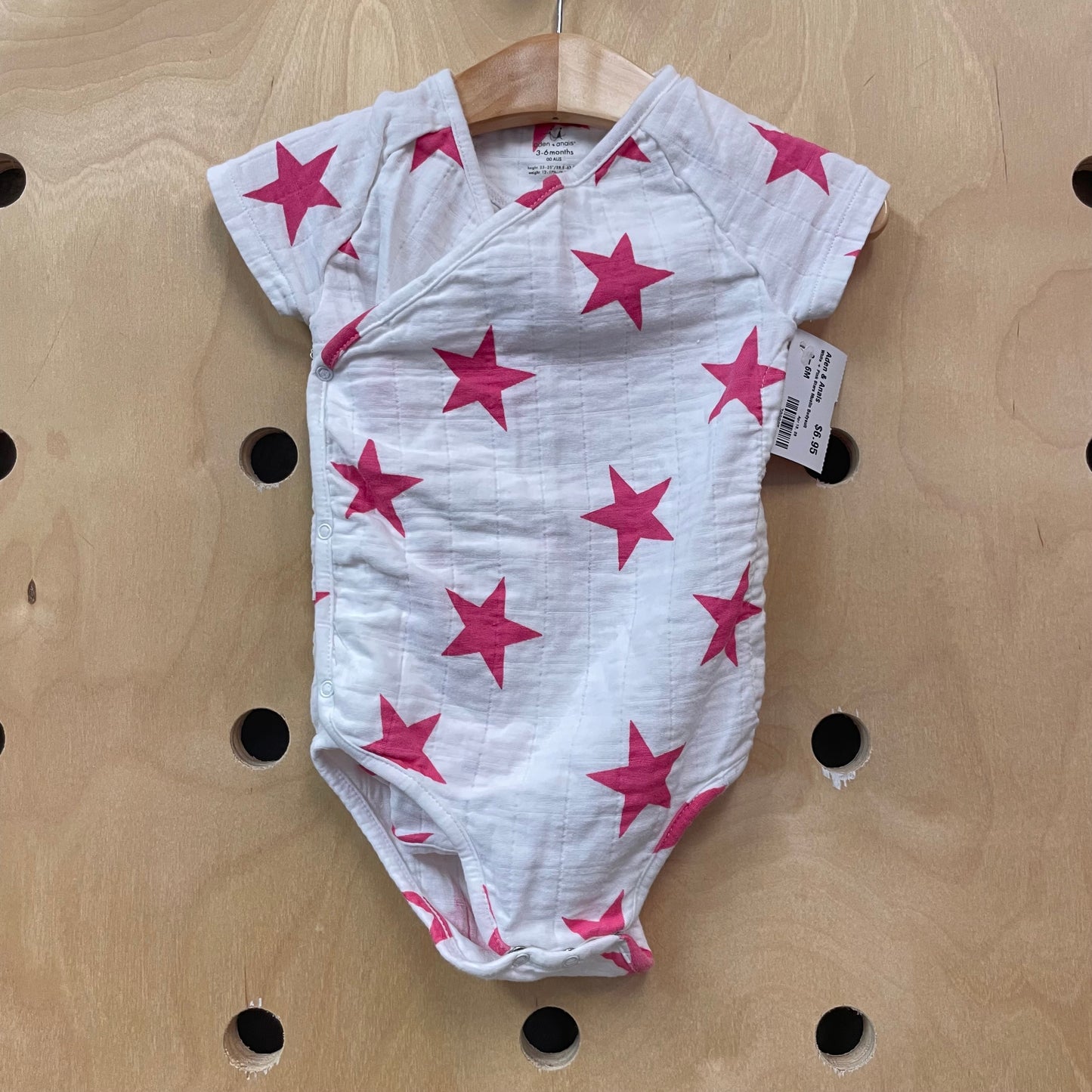 White + Pink Stars Muslin Bodysuit