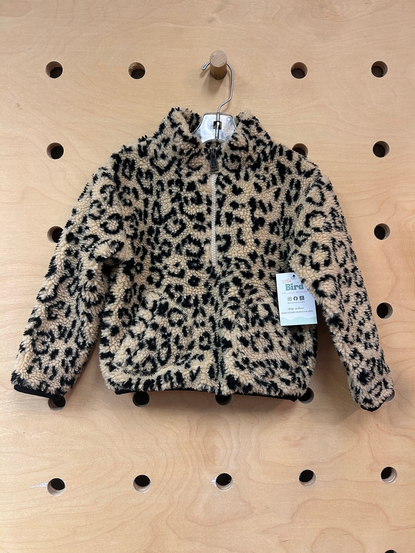 Cheetah Print Sherpa Half Zip Jacket
