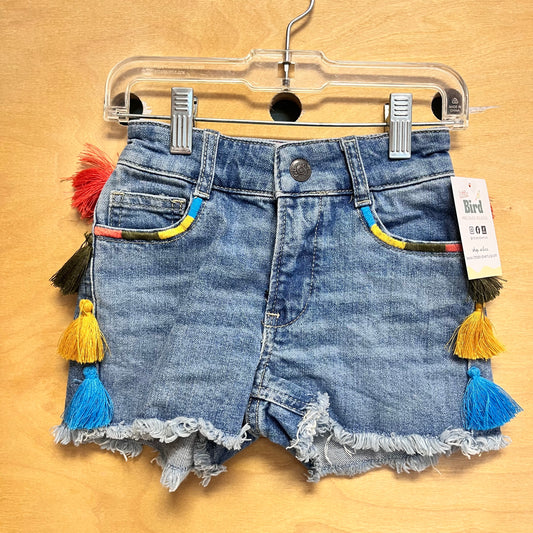 Denim Pom Pom Sides Shorts