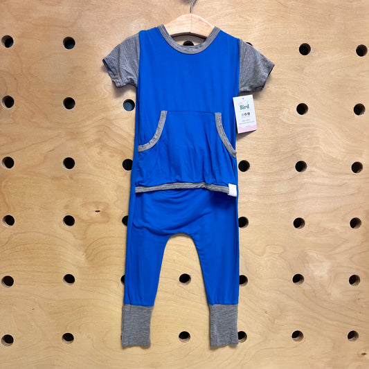 Blue/Grey Pocket Bamboo Romper