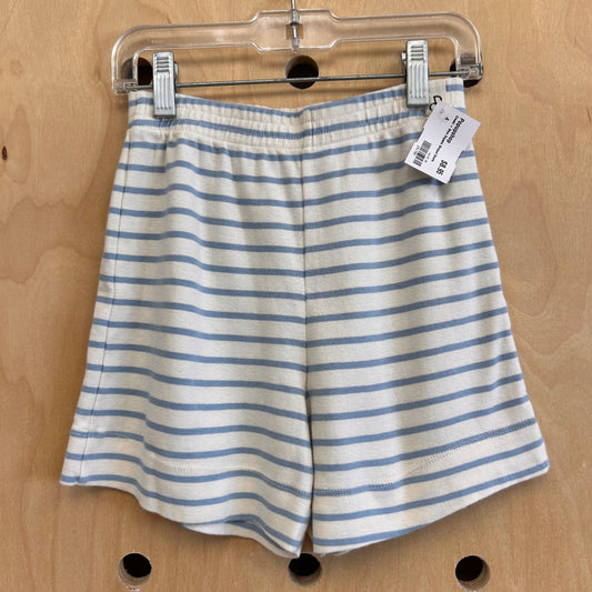 Cream + Blue Organic Striped Shorts