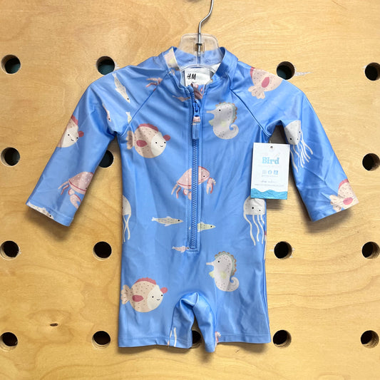 Blue Sea Life Zip Swimsuit